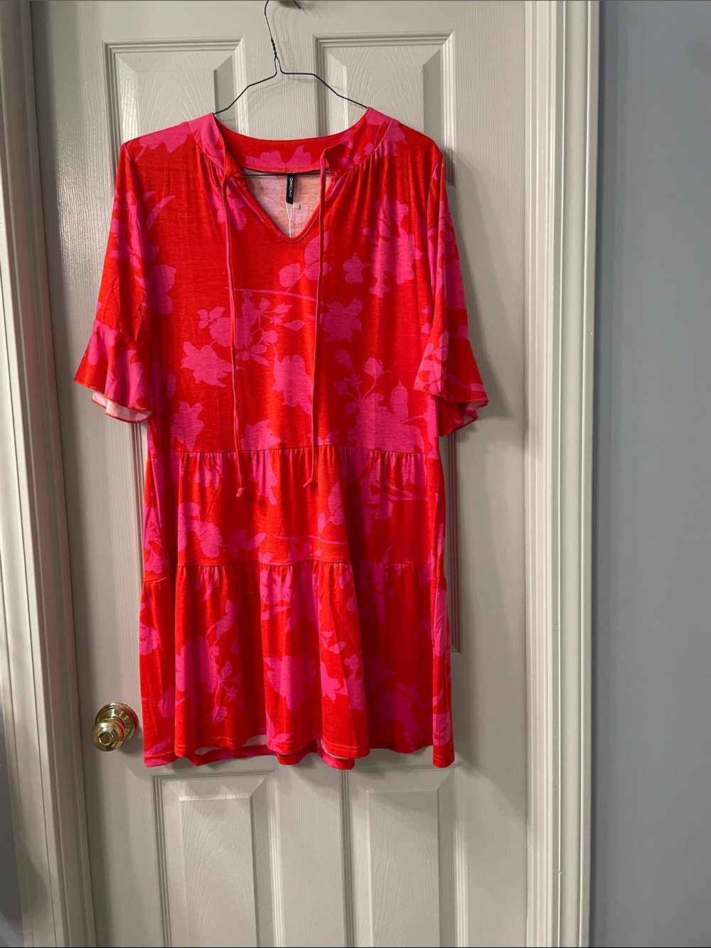 Women’s Floral Tiered Dress - Pink-Red